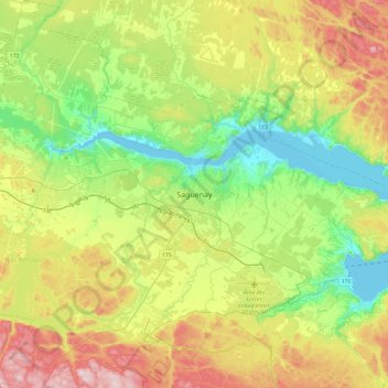 Mapa topográfico Saguenay, altitud, relieve
