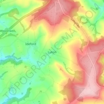 Mapa topográfico Luton, altitud, relieve