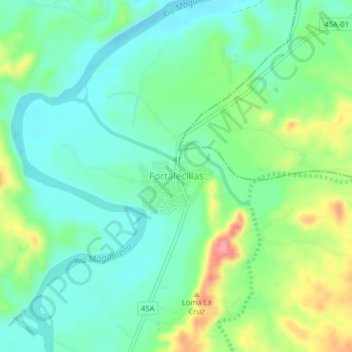 Mapa topográfico Fortalecillas, altitud, relieve