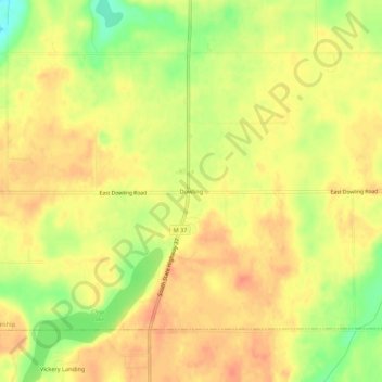 Mapa topográfico Dowling, altitud, relieve