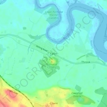 Mapa topográfico Fallin, altitud, relieve