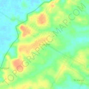 Mapa topográfico Nusa Bali, altitud, relieve