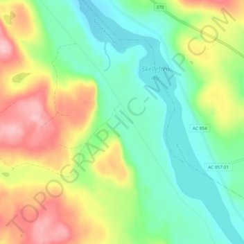 Mapa topográfico Sunnanå, altitud, relieve