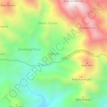 Mapa topográfico Salukadi, altitud, relieve