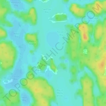 Mapa topográfico Go Home Lake, altitud, relieve