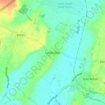 Mapa topográfico Latteridge, altitud, relieve