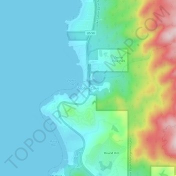 Mapa topográfico Zephyr Cove, altitud, relieve