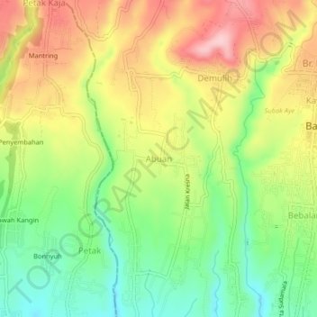 Mapa topográfico Abuan, altitud, relieve