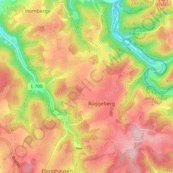 Mapa topográfico Uhlenbart, altitud, relieve