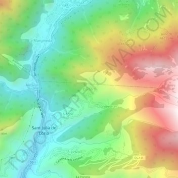 Mapa topográfico Certers, altitud, relieve