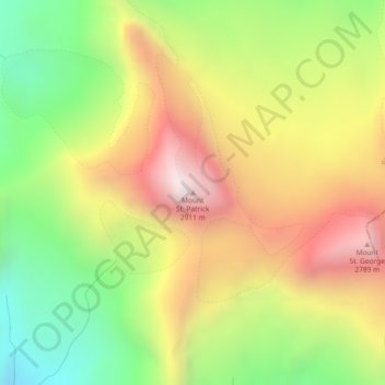Mapa topográfico Mount St. Patrick, altitud, relieve