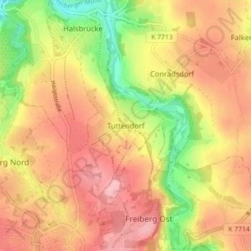 Mapa topográfico Tuttendorf, altitud, relieve