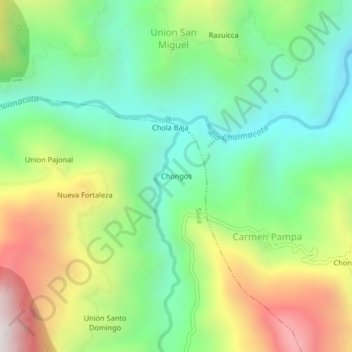 Mapa topográfico Chongos, altitud, relieve