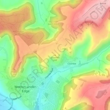 Mapa topográfico Coombe Hill, altitud, relieve
