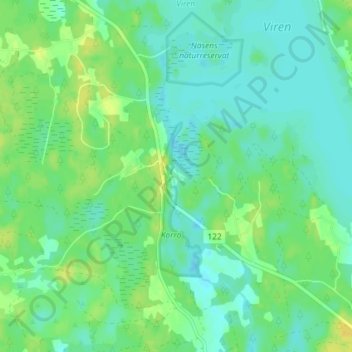 Mapa topográfico Korrö, altitud, relieve