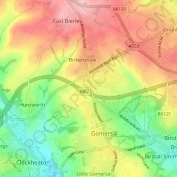 Mapa topográfico Swincliffe, altitud, relieve
