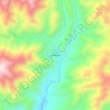 Mapa topográfico Las Papas, altitud, relieve