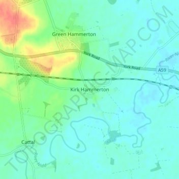 Mapa topográfico Kirk Hammerton, altitud, relieve