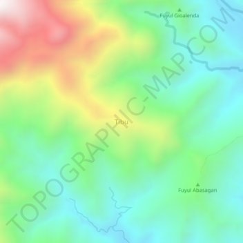 Mapa topográfico Tibu, altitud, relieve