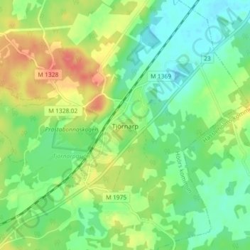 Mapa topográfico Tjörnarp, altitud, relieve