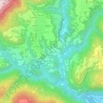 Mapa topográfico Cies, altitud, relieve