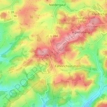 Mapa topográfico Grünenberg, altitud, relieve