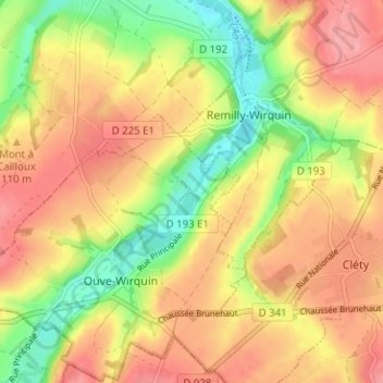 Mapa topográfico Wirquin, altitud, relieve
