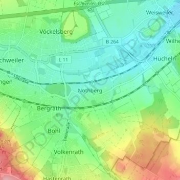 Mapa topográfico Nothberg, altitud, relieve