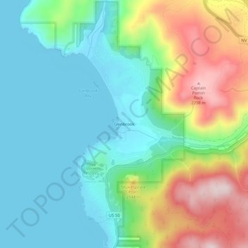 Mapa topográfico Glenbrook, altitud, relieve