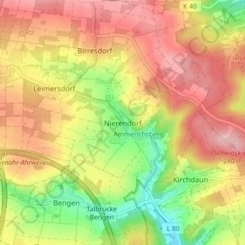 Mapa topográfico Nierendorf, altitud, relieve