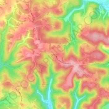 Mapa topográfico Eyvigues, altitud, relieve