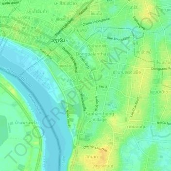 Mapa topográfico Phaxay, altitud, relieve