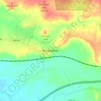Mapa topográfico Brinkworth, altitud, relieve