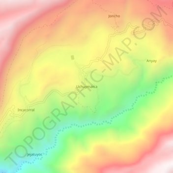 Mapa topográfico Uchuymarca, altitud, relieve