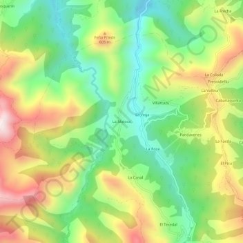 Mapa topográfico La Matosa, altitud, relieve