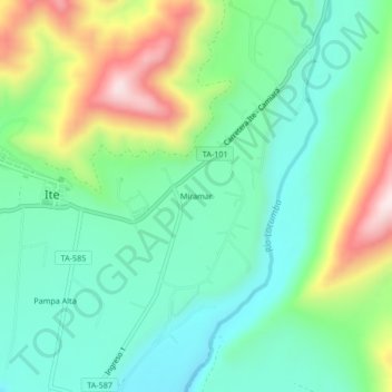 Mapa topográfico Miramar, altitud, relieve