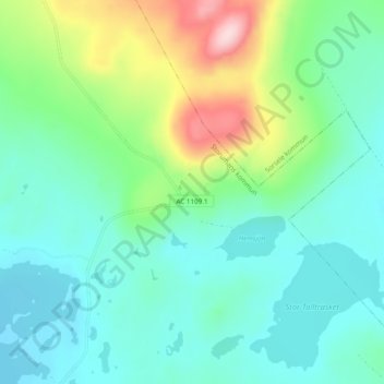 Mapa topográfico Abborrberg, altitud, relieve