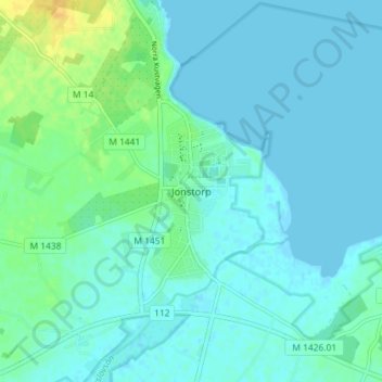Mapa topográfico Jonstorp, altitud, relieve