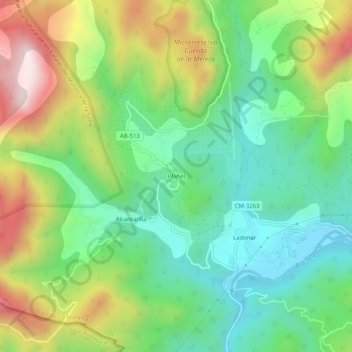Mapa topográfico Plañel, altitud, relieve