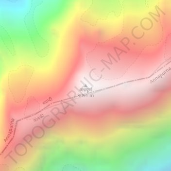Mapa topográfico अन्नपूर्ण, altitud, relieve