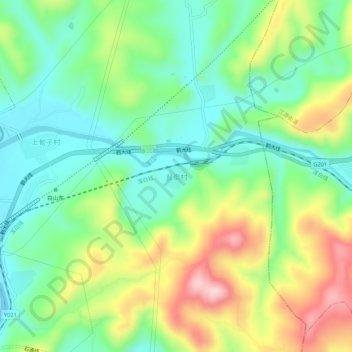 Mapa topográfico 瓮泉村, altitud, relieve
