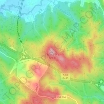 Mapa topográfico Cornadinho, altitud, relieve