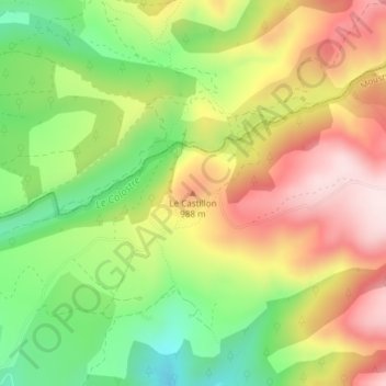 Mapa topográfico Le Castillon, altitud, relieve