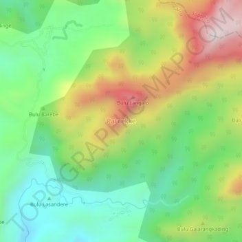 Mapa topográfico Paccekke, altitud, relieve