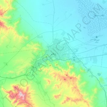 Mapa topogr fico Arak altitud relieve