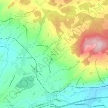 Mapa topográfico Maules, altitud, relieve