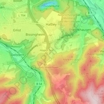 Mapa topográfico Milchenbach, altitud, relieve