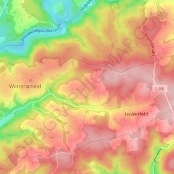 Mapa topográfico Hatterscheid, altitud, relieve