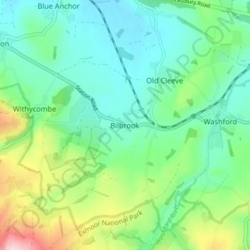 Mapa topográfico Bilbrook, altitud, relieve