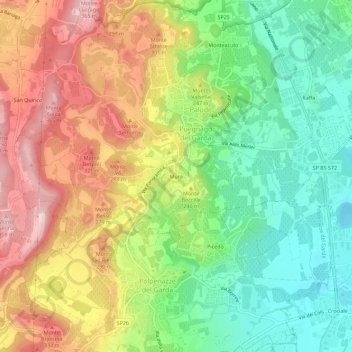 Mapa topográfico Mura, altitud, relieve